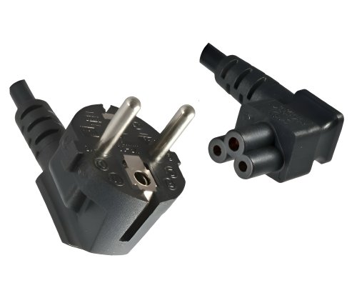 Síťový kabel Europe CEE 7/7 90° na C5 úhlový, 0,75 mm², VDE, černý, délka 1,80 m